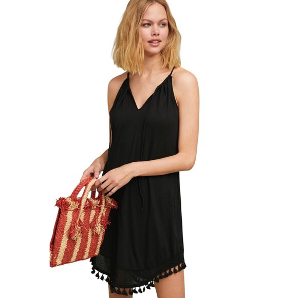Anthropologie Dresses & Skirts - Antherpologie Michael Stars Black Tasseled Beach Cover Up Dress - Small